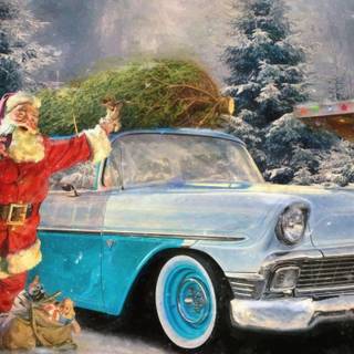 Vintage car winter wallpaper