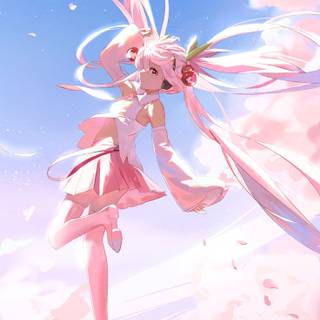 Sakura Miku phone wallpaper