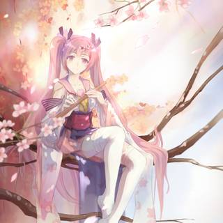 Sakura Miku phone wallpaper