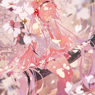 Sakura Miku phone wallpaper