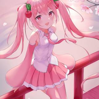 Sakura Miku phone wallpaper