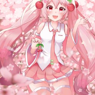 Sakura Miku phone wallpaper