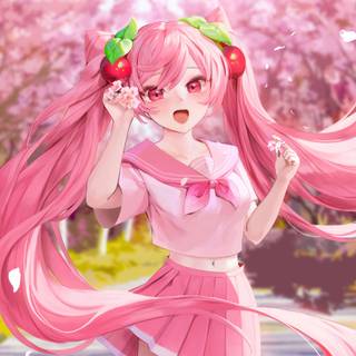 Sakura Miku phone wallpaper