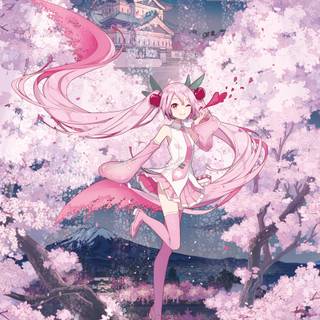 Sakura Miku phone wallpaper