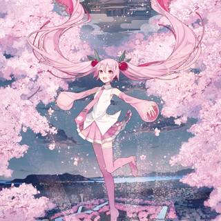 Sakura Miku phone wallpaper