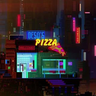Pixel city aesthetic desktop wallpaper