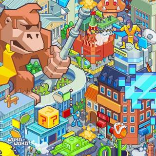 Pixel city phone wallpaper