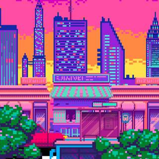 Pixel city phone wallpaper