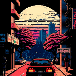 Pixel city phone wallpaper
