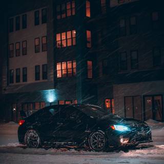 Car night winter wallpaper