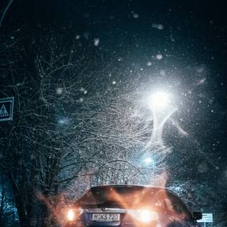 Car night winter wallpaper