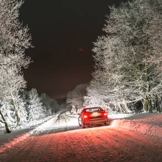 Car night winter wallpaper