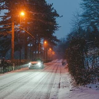 Car night winter wallpaper