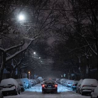 Car night winter wallpaper