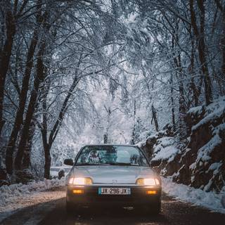 Car night winter wallpaper