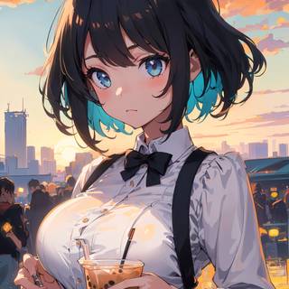 Anime girl boba wallpaper