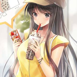 Anime girl boba wallpaper