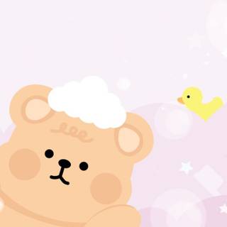 Kawaii aesthetic cute Korean bear wallpaper