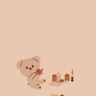 Kawaii aesthetic cute Korean bear wallpaper