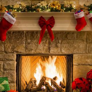 4k Christmas fireplace wallpaper