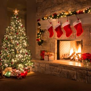 4k Christmas fireplace wallpaper