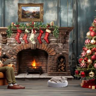 4k Christmas fireplace wallpaper