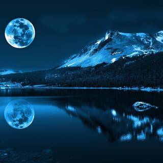 Blue mountain night laptop wallpaper