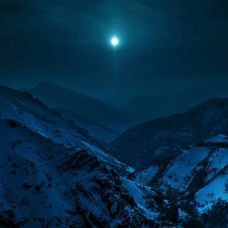 Blue mountain night laptop wallpaper