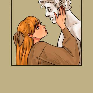 Beige girl art wallpaper