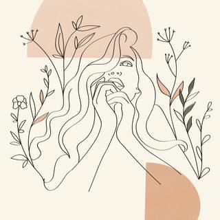 Beige girl art wallpaper