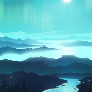 Blue mountain night laptop wallpaper