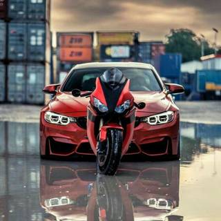 Bikes and cars together wallpaper