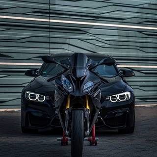Bikes and cars together wallpaper