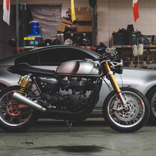 Bikes and cars together wallpaper