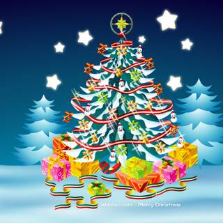 Xmas tree cartoon wallpaper