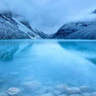 Winter lake iPhone wallpaper