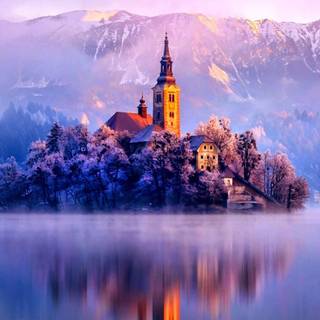 Winter lake iPhone wallpaper