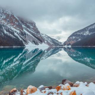 Winter lake iPhone wallpaper