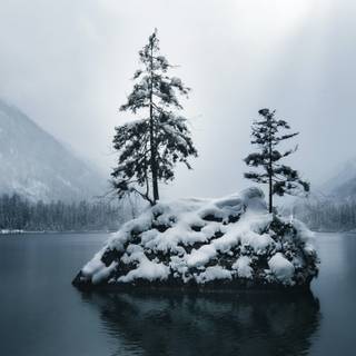 Winter lake iPhone wallpaper