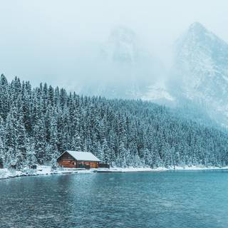 Winter lake iPhone wallpaper