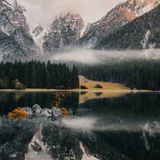 Winter lake iPhone wallpaper