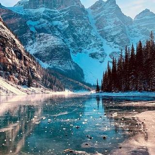 Winter lake iPhone wallpaper