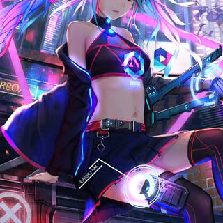 Anime girls cyber HD wallpaper