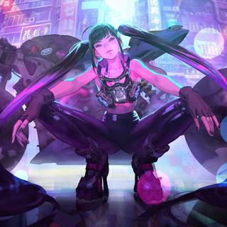 Anime girls cyber HD wallpaper