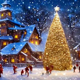 Xmas village wallpaper