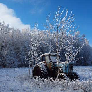 Winter tractors wallpaper