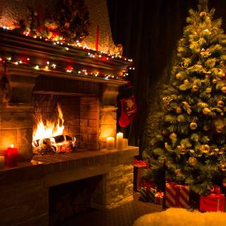 Xmas fireplace wallpaper