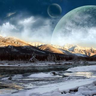 Winter landscape laptop wallpaper