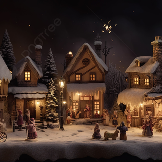 Snowy Christmas village wallpaper
