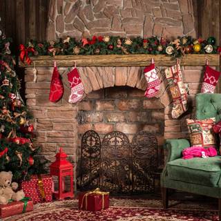 Xmas fireplace wallpaper